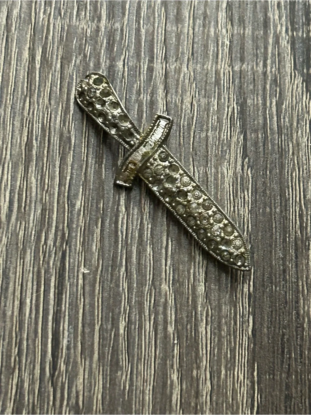 Silver-Tone Pave Dagger Lapel Pin - Men’s Accessory